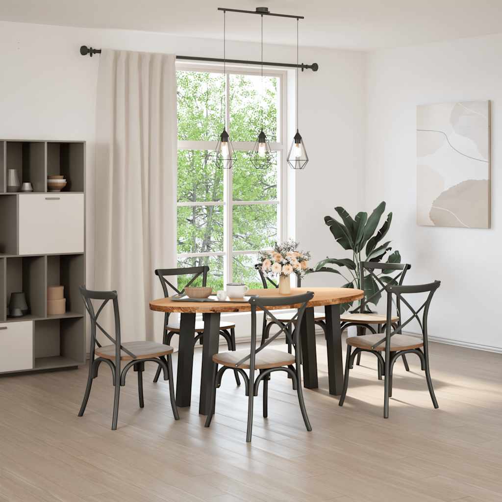 Eettafel 200x100x74 cm ovaal massief eikenhout lichtbruin is nu te koop bij PeponiXL, paradijselijk wonen!