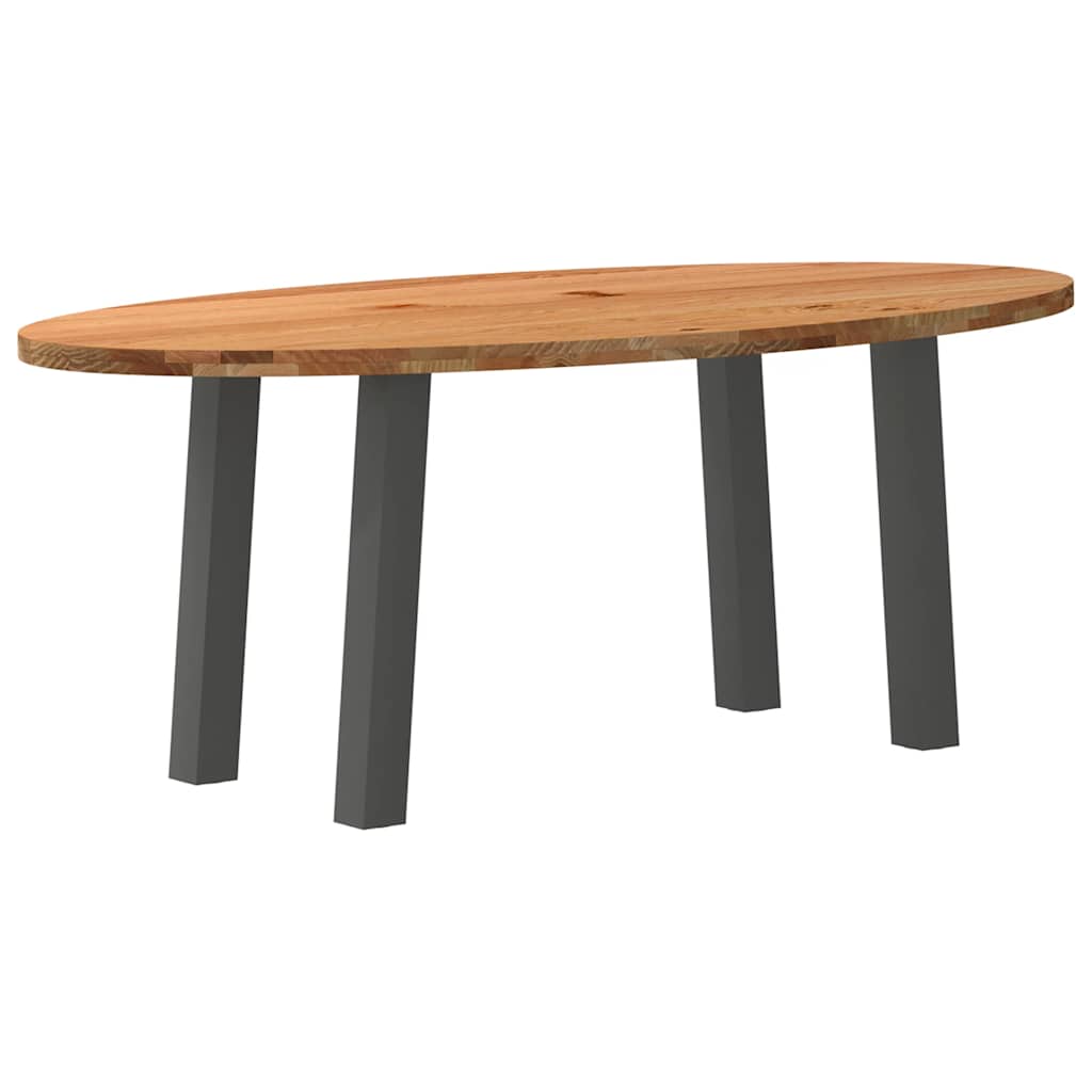 Eettafel 200x100x74 cm ovaal massief eikenhout lichtbruin is nu te koop bij PeponiXL, paradijselijk wonen!