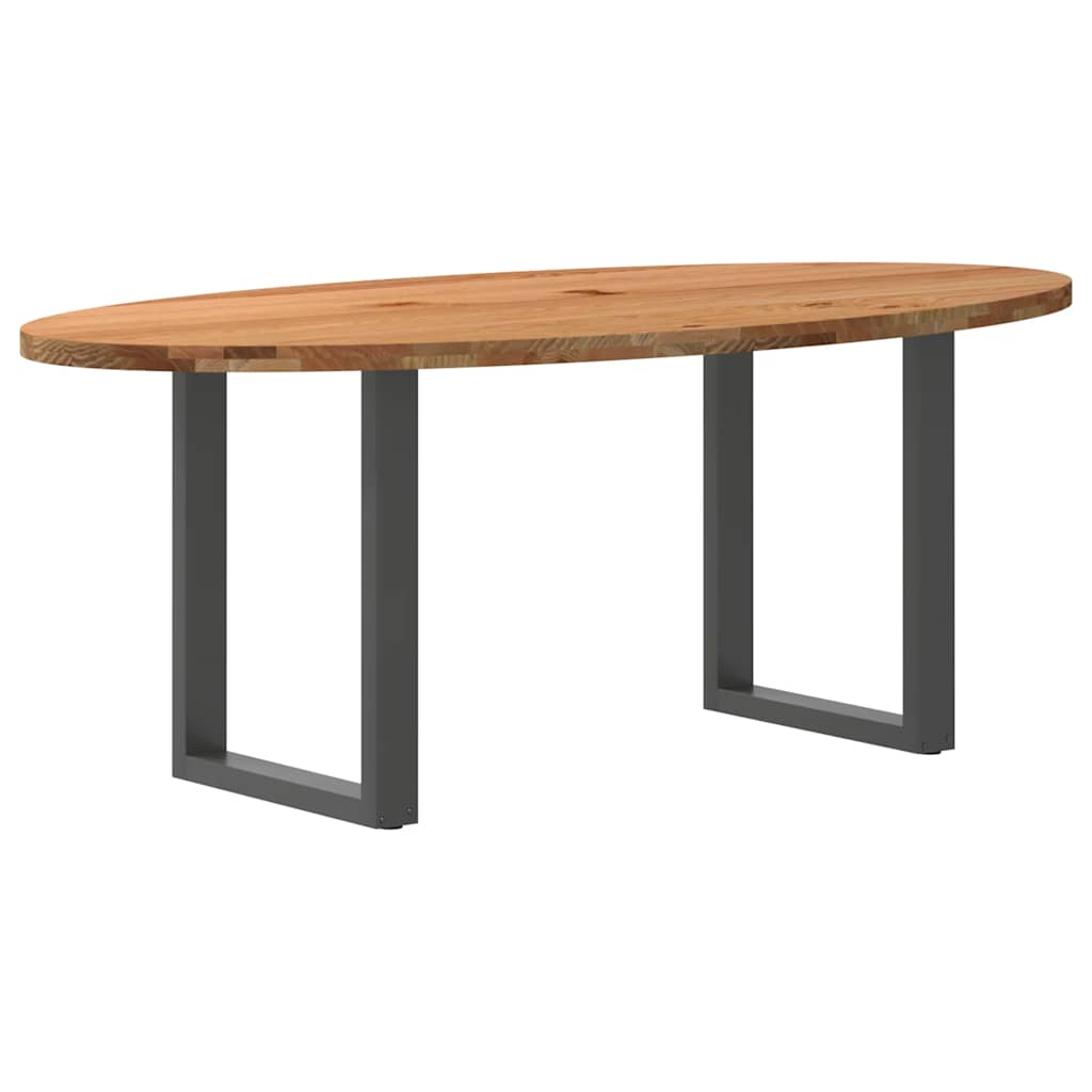 Eettafel 200x100x74 cm ovaal massief eikenhout lichtbruin is nu te koop bij PeponiXL, paradijselijk wonen!