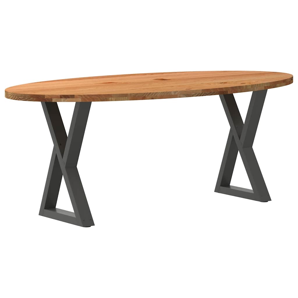 Eettafel 200x100x74 cm ovaal massief eikenhout lichtbruin is nu te koop bij PeponiXL, paradijselijk wonen!