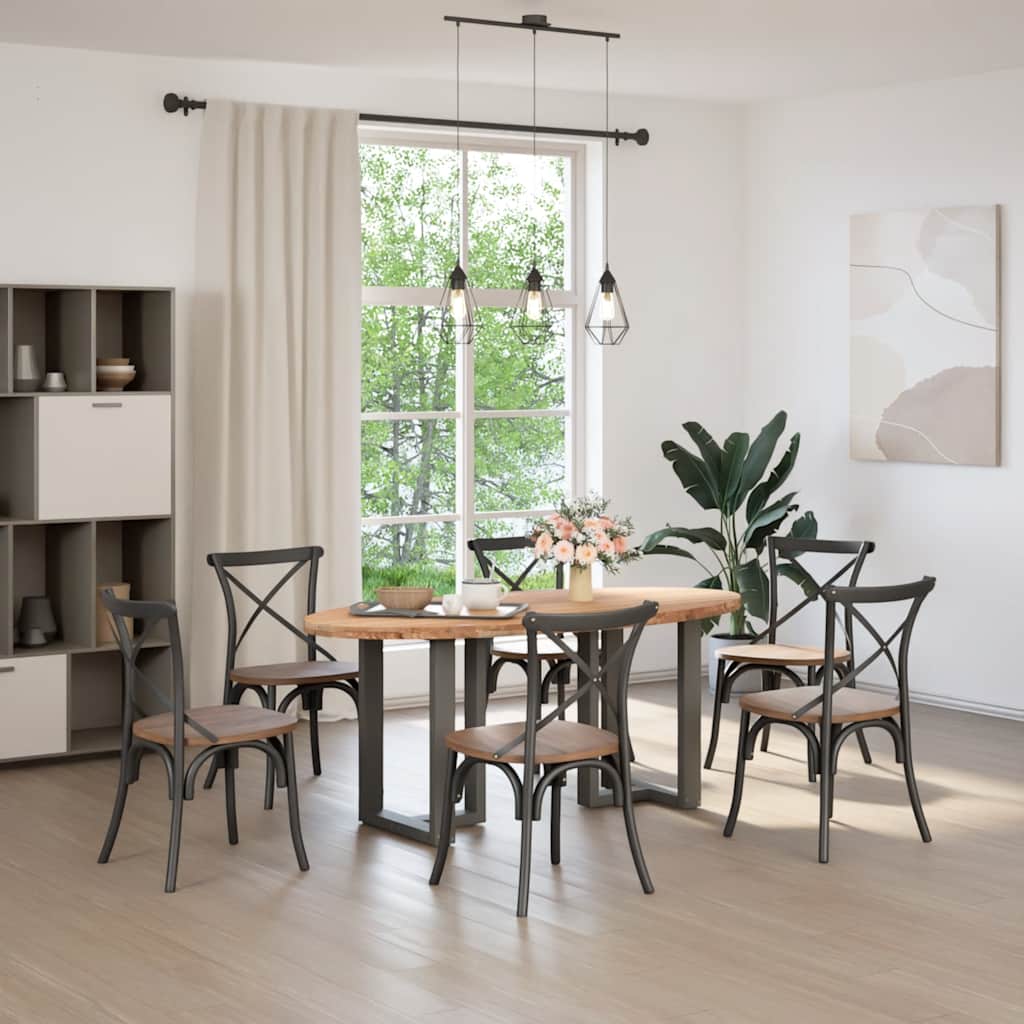 Eettafel 200x100x74 cm ovaal massief eikenhout lichtbruin is nu te koop bij PeponiXL, paradijselijk wonen!