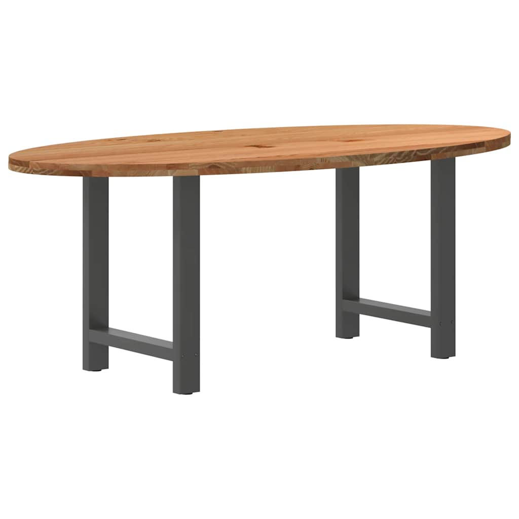 Eettafel 200x100x74 cm ovaal massief eikenhout lichtbruin is nu te koop bij PeponiXL, paradijselijk wonen!