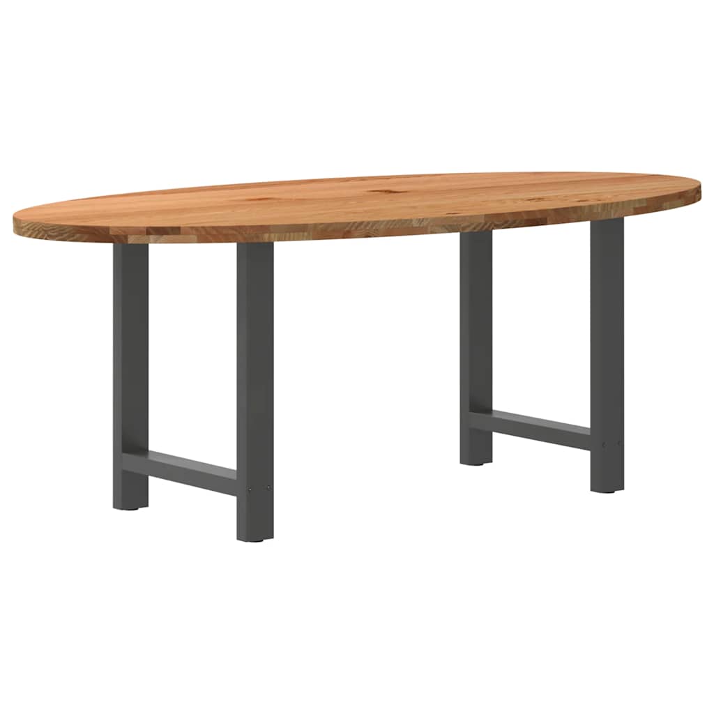 Eettafel 200x100x74 cm ovaal massief eikenhout lichtbruin is nu te koop bij PeponiXL, paradijselijk wonen!