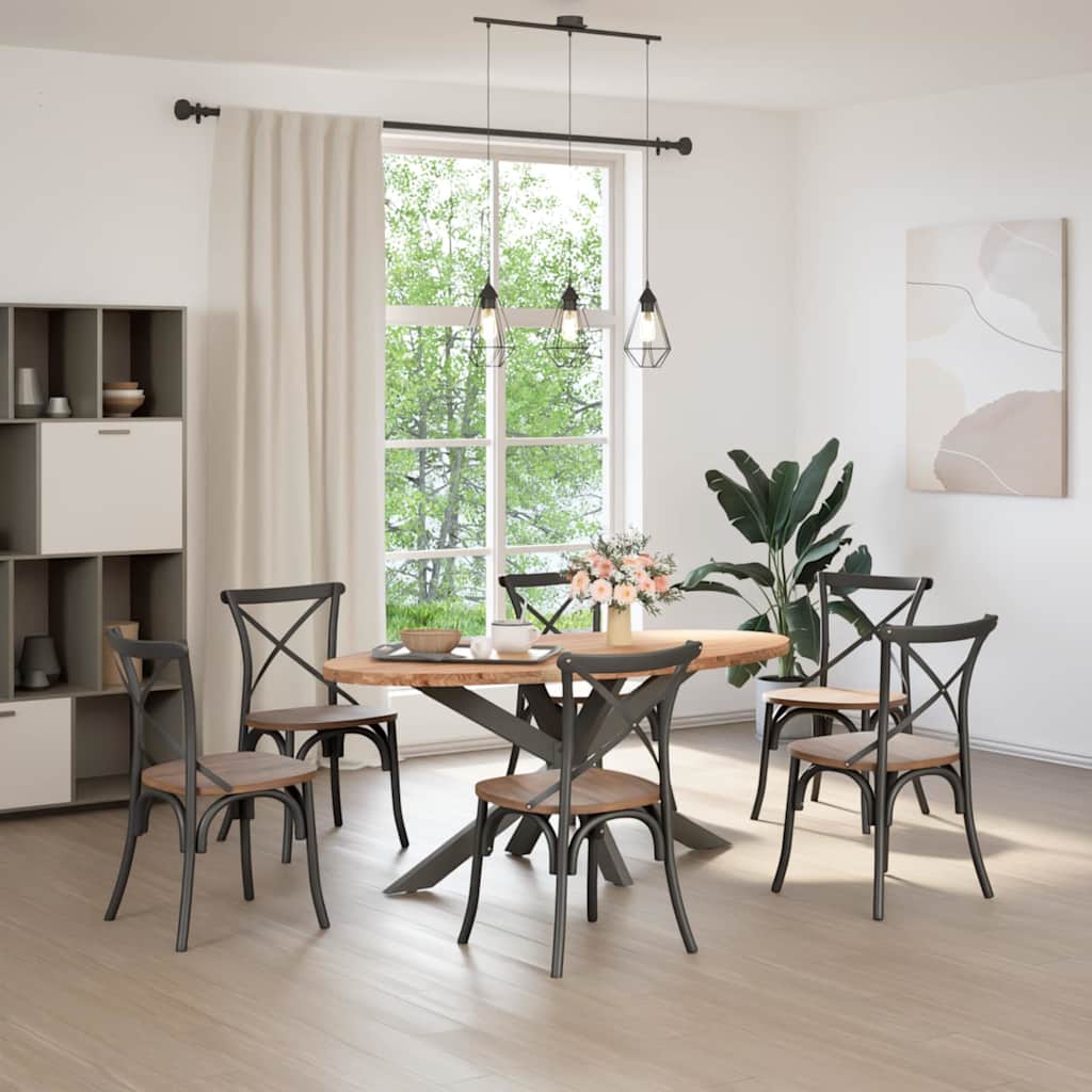 Eettafel 200x100x74 cm ovaal massief eikenhout lichtbruin is nu te koop bij PeponiXL, paradijselijk wonen!