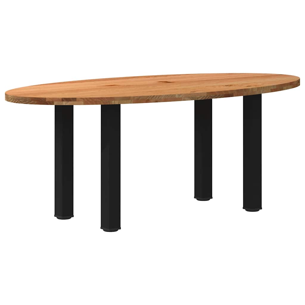 Eettafel 200x100x74 cm ovaal massief eikenhout lichtbruin is nu te koop bij PeponiXL, paradijselijk wonen!