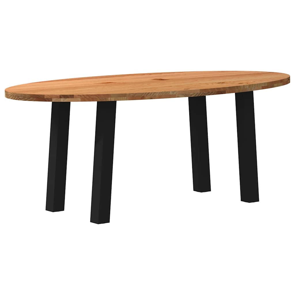 Eettafel 200x100x74 cm ovaal massief eikenhout lichtbruin is nu te koop bij PeponiXL, paradijselijk wonen!