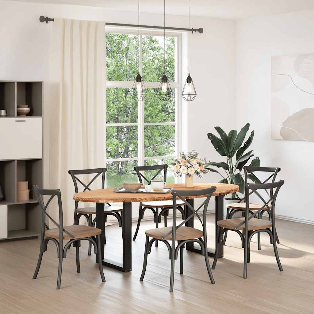 Eettafel 200x100x74 cm ovaal massief eikenhout lichtbruin is nu te koop bij PeponiXL, paradijselijk wonen!