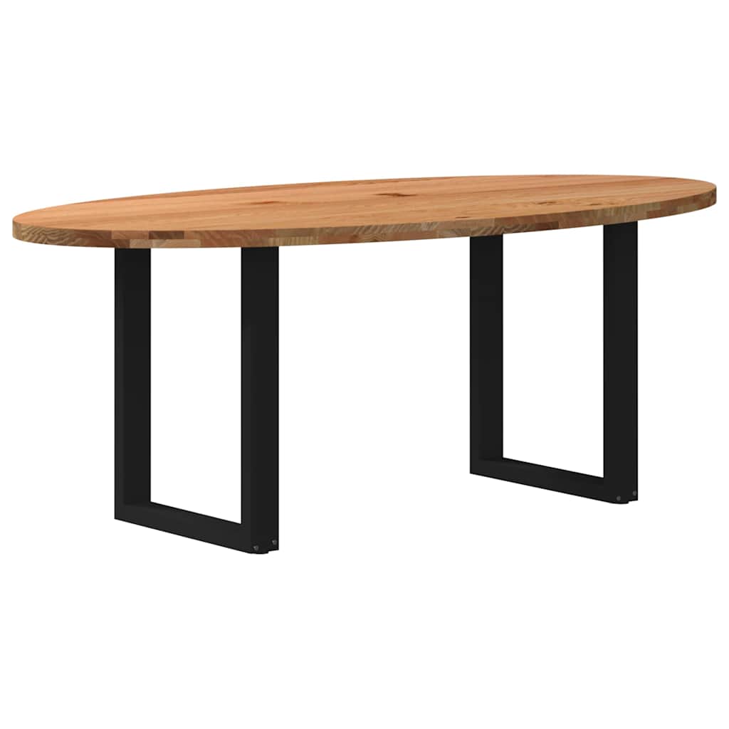 Eettafel 200x100x74 cm ovaal massief eikenhout lichtbruin is nu te koop bij PeponiXL, paradijselijk wonen!