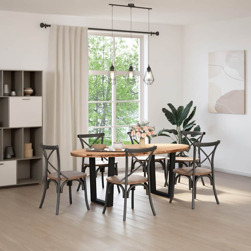 Eettafel 200x100x74 cm ovaal massief eikenhout lichtbruin is nu te koop bij PeponiXL, paradijselijk wonen!