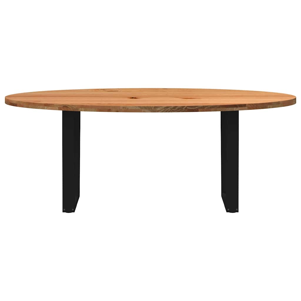 Eettafel 200x100x74 cm ovaal massief eikenhout lichtbruin is nu te koop bij PeponiXL, paradijselijk wonen!