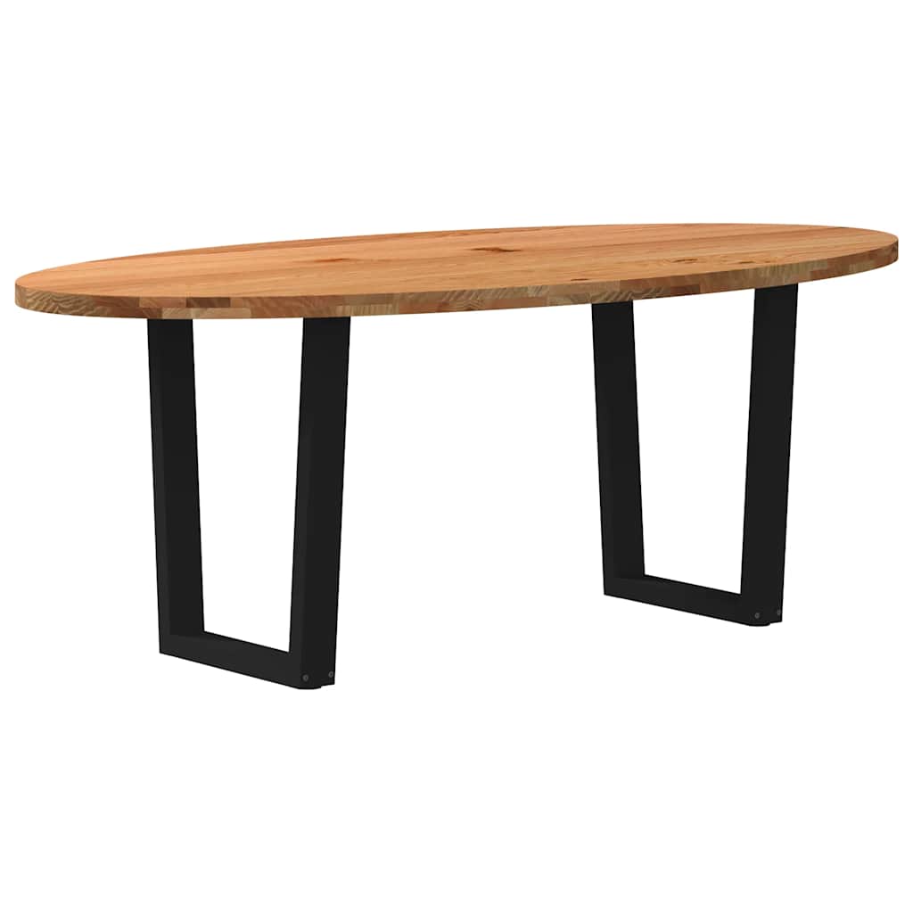 Eettafel 200x100x74 cm ovaal massief eikenhout lichtbruin is nu te koop bij PeponiXL, paradijselijk wonen!