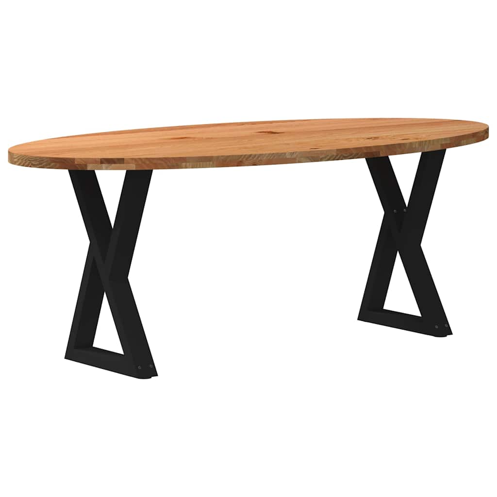 Eettafel 200x100x74 cm ovaal massief eikenhout lichtbruin is nu te koop bij PeponiXL, paradijselijk wonen!