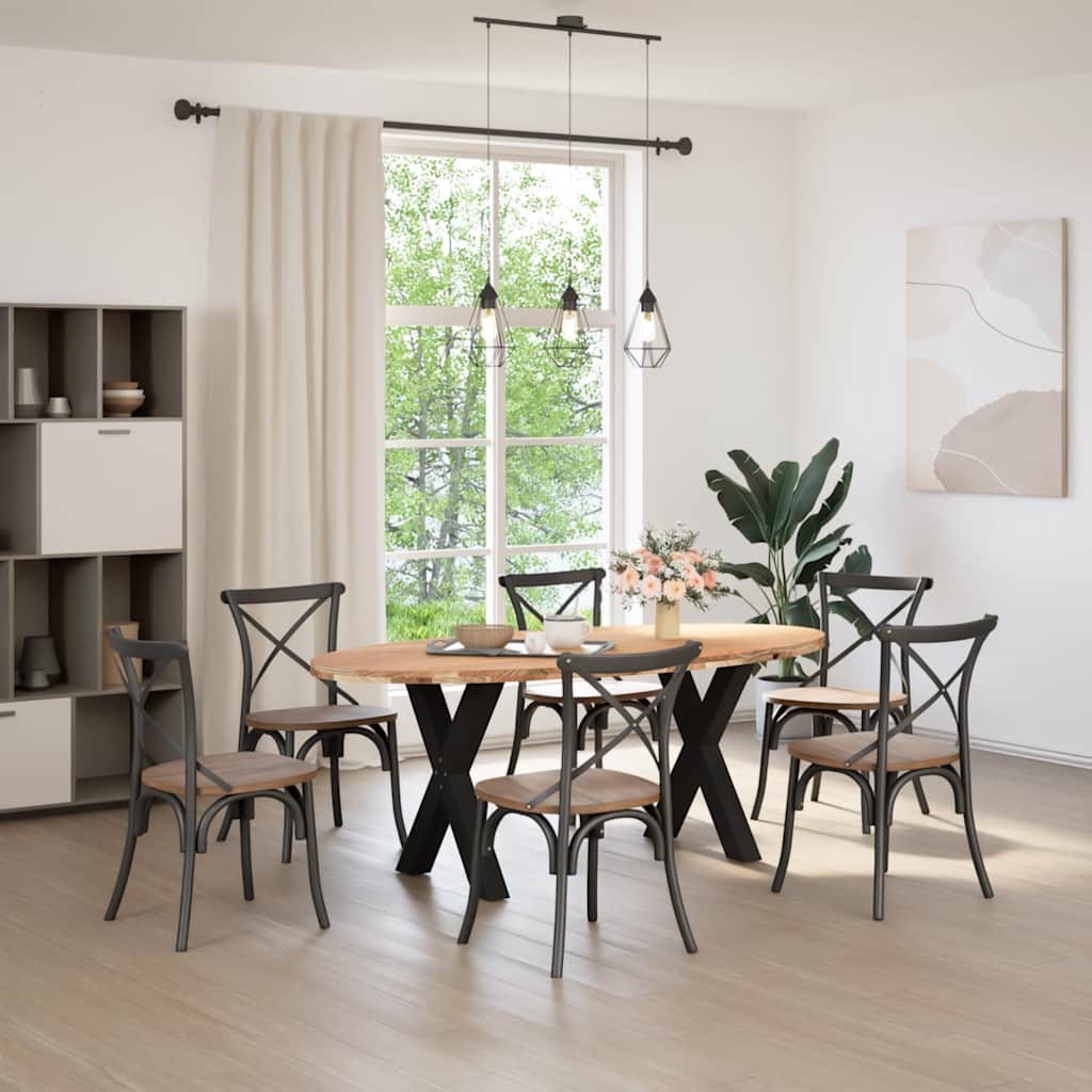 Eettafel 200x100x74 cm ovaal massief eikenhout lichtbruin is nu te koop bij PeponiXL, paradijselijk wonen!