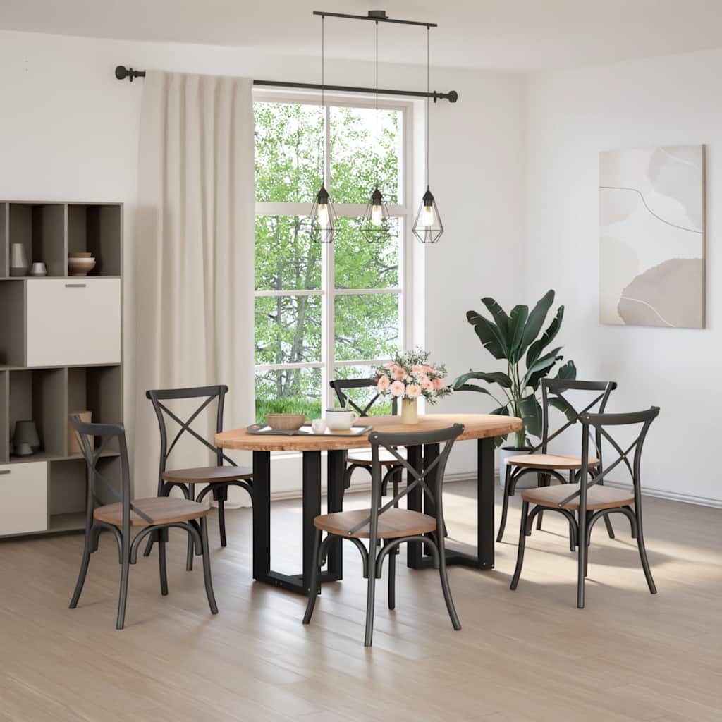 Eettafel 200x100x74 cm ovaal massief eikenhout lichtbruin is nu te koop bij PeponiXL, paradijselijk wonen!