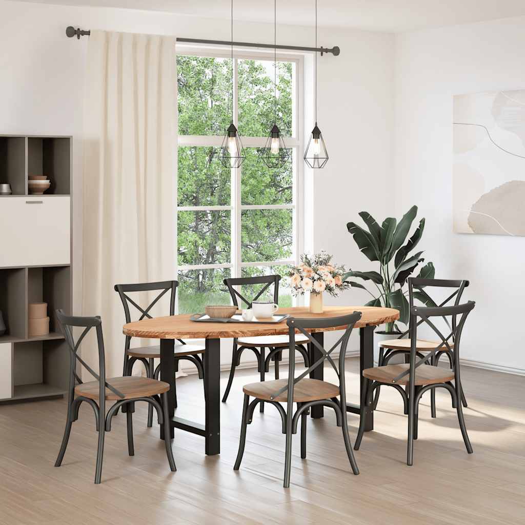 Eettafel 200x100x74 cm ovaal massief eikenhout lichtbruin is nu te koop bij PeponiXL, paradijselijk wonen!