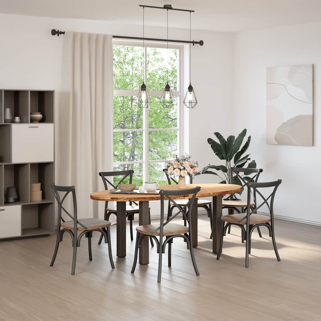 Eettafel 200x100x74 cm ovaal massief eikenhout lichtbruin is nu te koop bij PeponiXL, paradijselijk wonen!