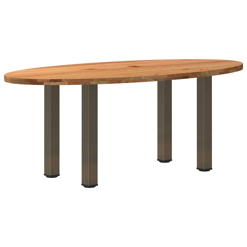 Eettafel 200x100x74 cm ovaal massief eikenhout lichtbruin is nu te koop bij PeponiXL, paradijselijk wonen!