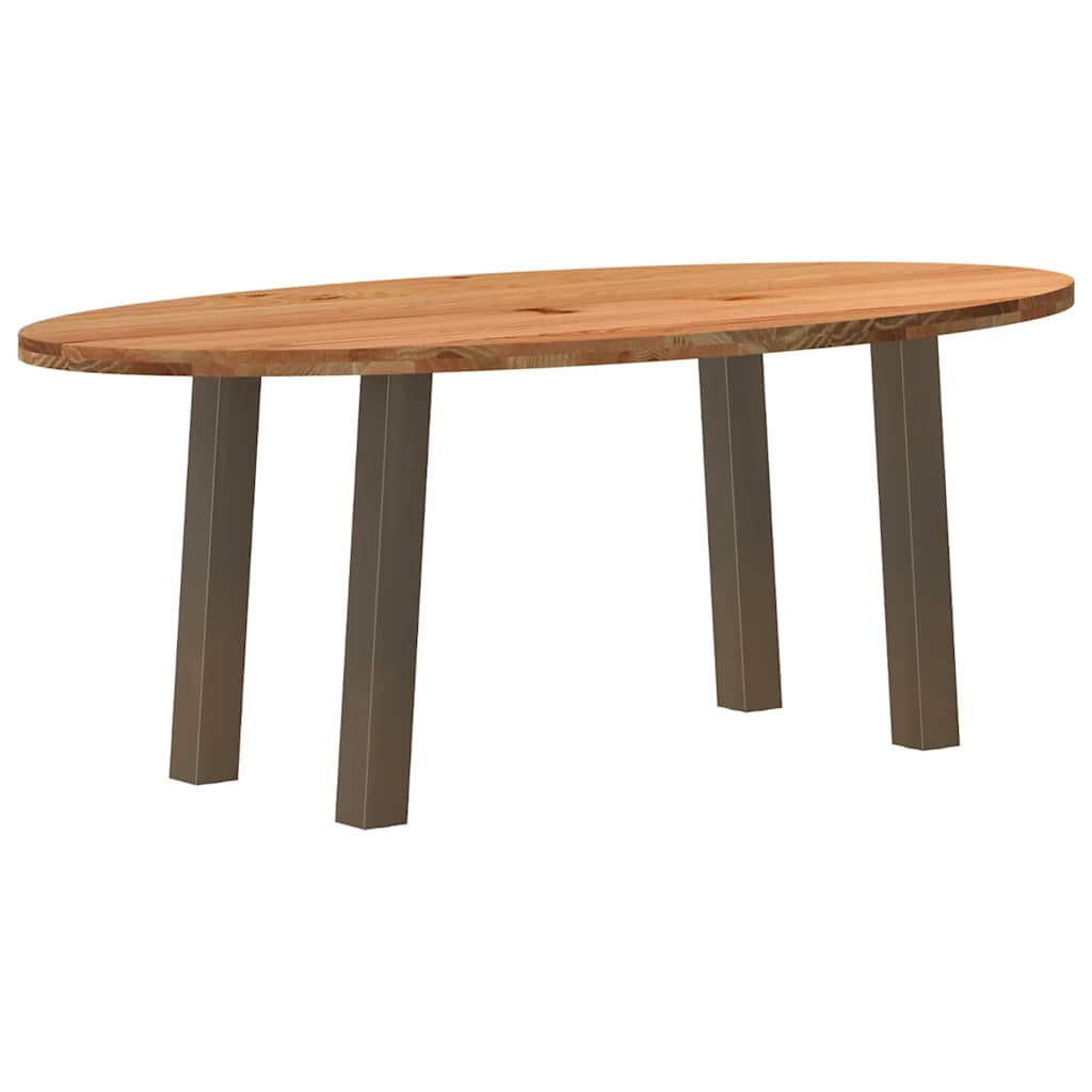 Eettafel 200x100x74 cm ovaal massief eikenhout lichtbruin is nu te koop bij PeponiXL, paradijselijk wonen!