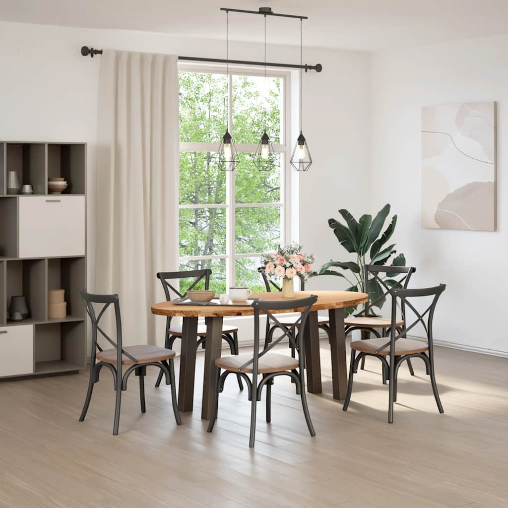 Eettafel 200x100x74 cm ovaal massief eikenhout lichtbruin is nu te koop bij PeponiXL, paradijselijk wonen!