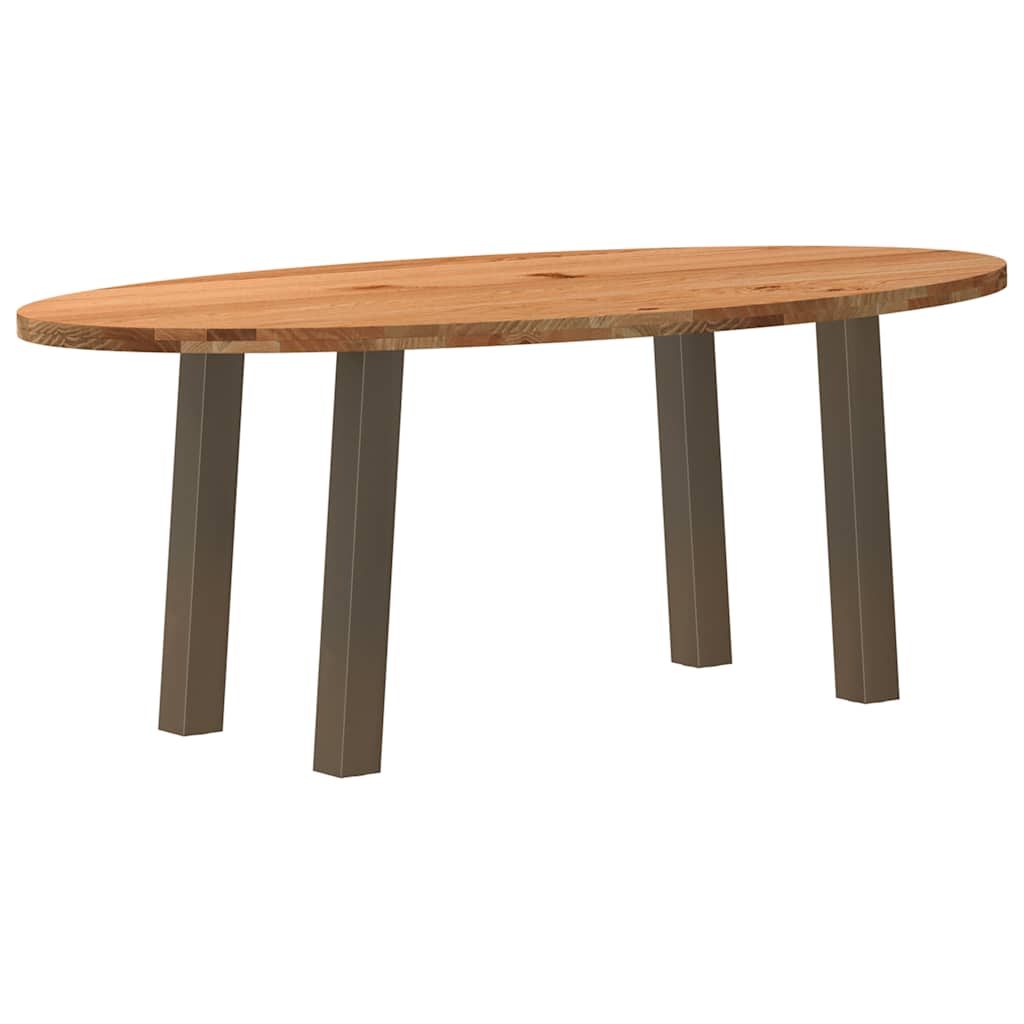 Eettafel 200x100x74 cm ovaal massief eikenhout lichtbruin is nu te koop bij PeponiXL, paradijselijk wonen!