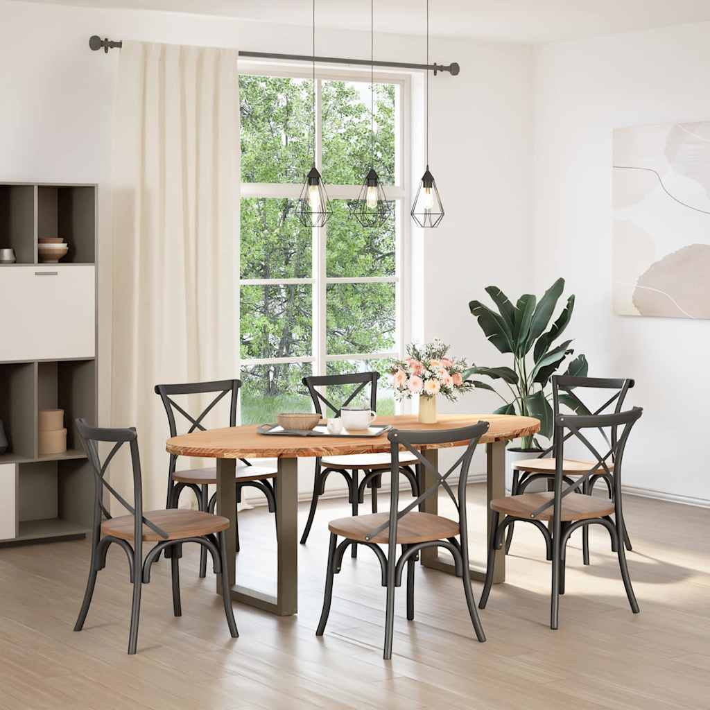 Eettafel 200x100x74 cm ovaal massief eikenhout lichtbruin is nu te koop bij PeponiXL, paradijselijk wonen!