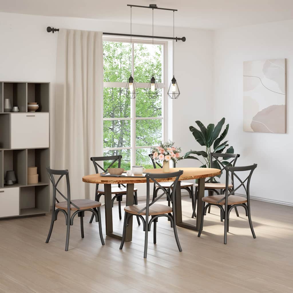 Eettafel 200x100x74 cm ovaal massief eikenhout lichtbruin is nu te koop bij PeponiXL, paradijselijk wonen!