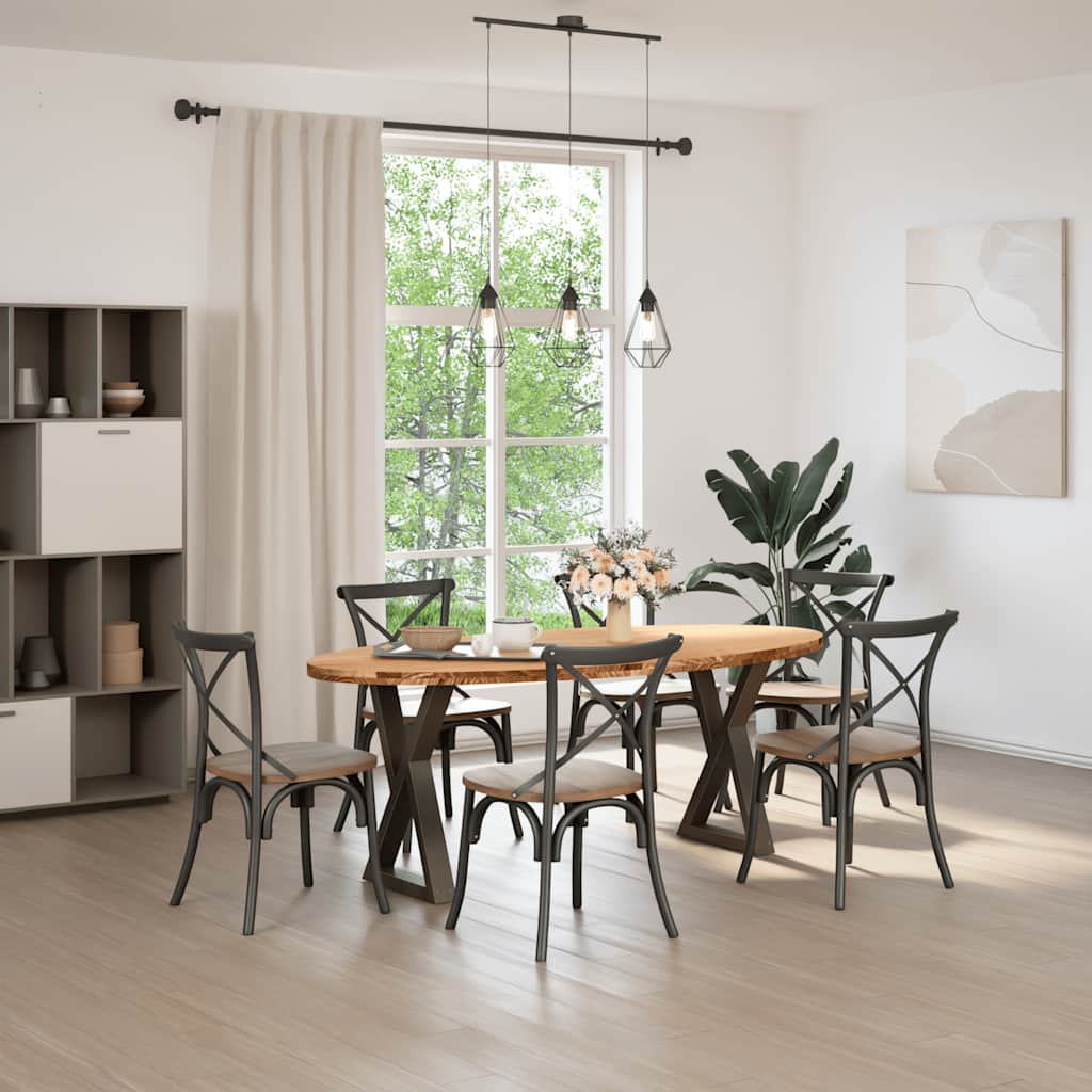 Eettafel 200x100x74 cm ovaal massief eikenhout lichtbruin is nu te koop bij PeponiXL, paradijselijk wonen!