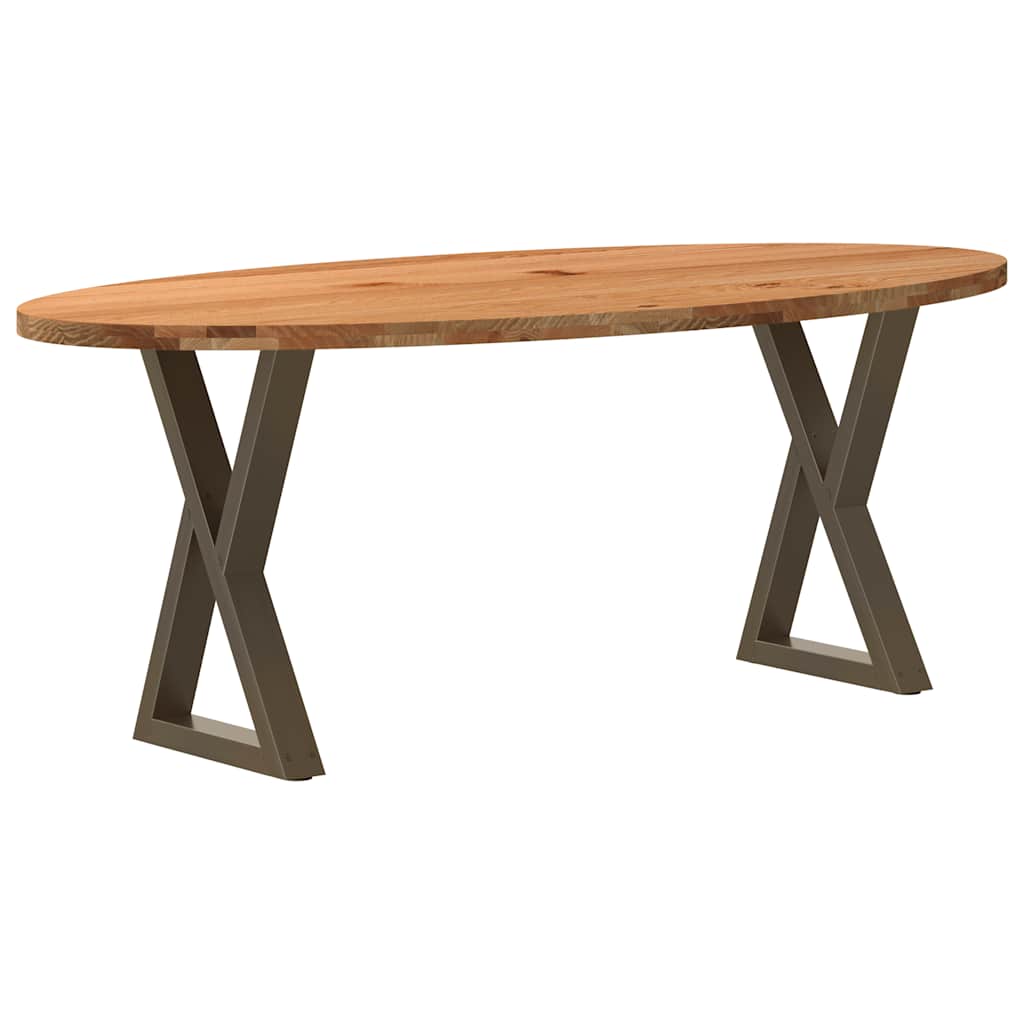 Eettafel 200x100x74 cm ovaal massief eikenhout lichtbruin is nu te koop bij PeponiXL, paradijselijk wonen!