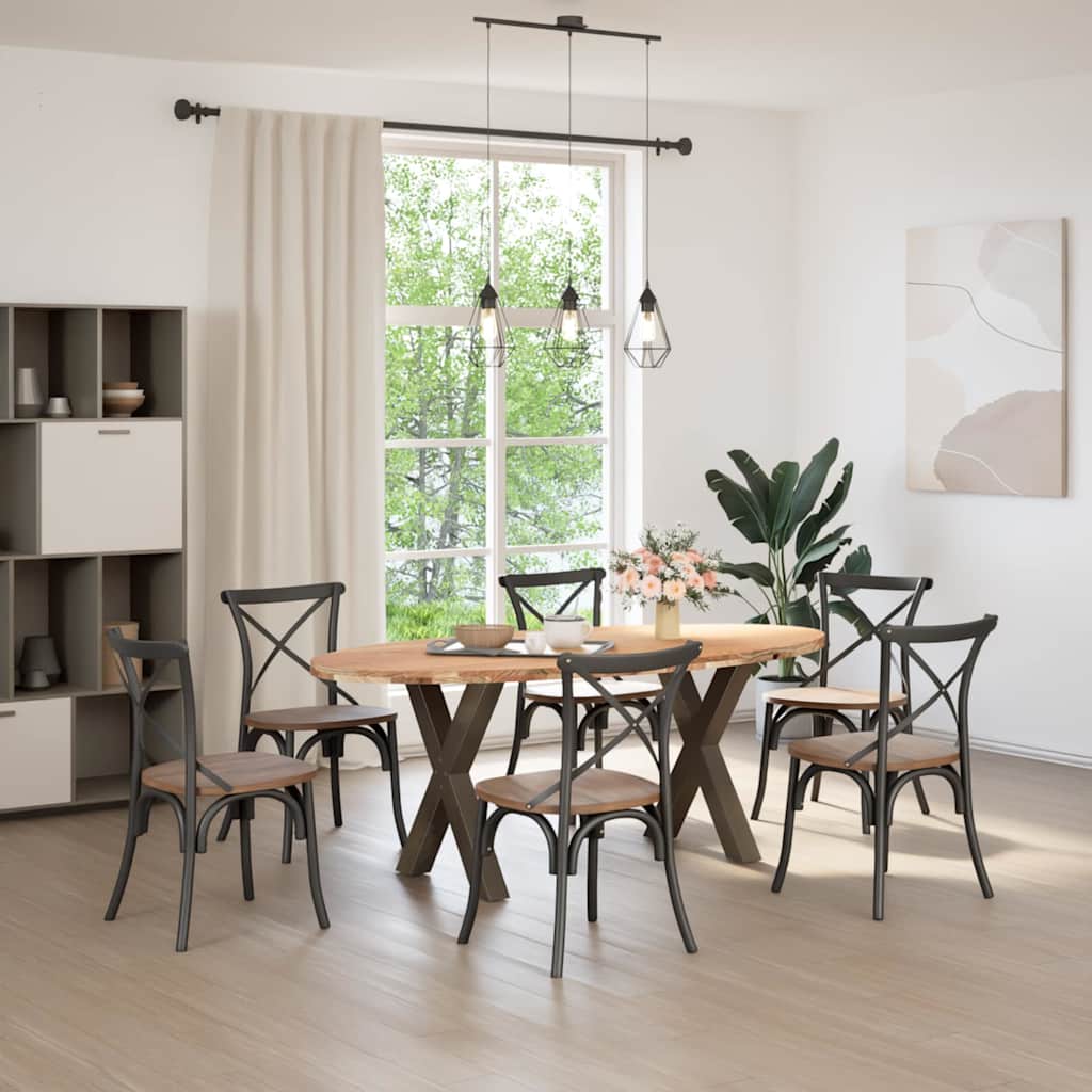 Eettafel 200x100x74 cm ovaal massief eikenhout lichtbruin is nu te koop bij PeponiXL, paradijselijk wonen!