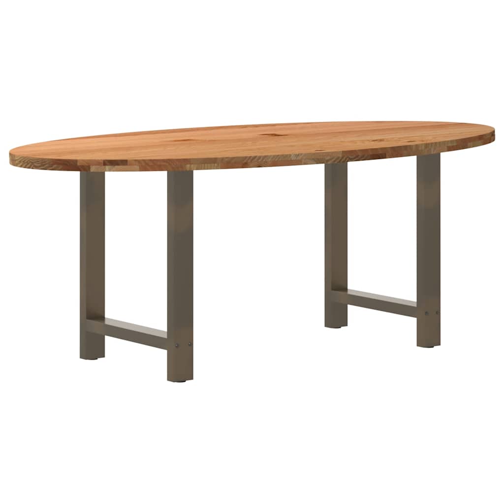 Eettafel 200x100x74 cm ovaal massief eikenhout lichtbruin is nu te koop bij PeponiXL, paradijselijk wonen!