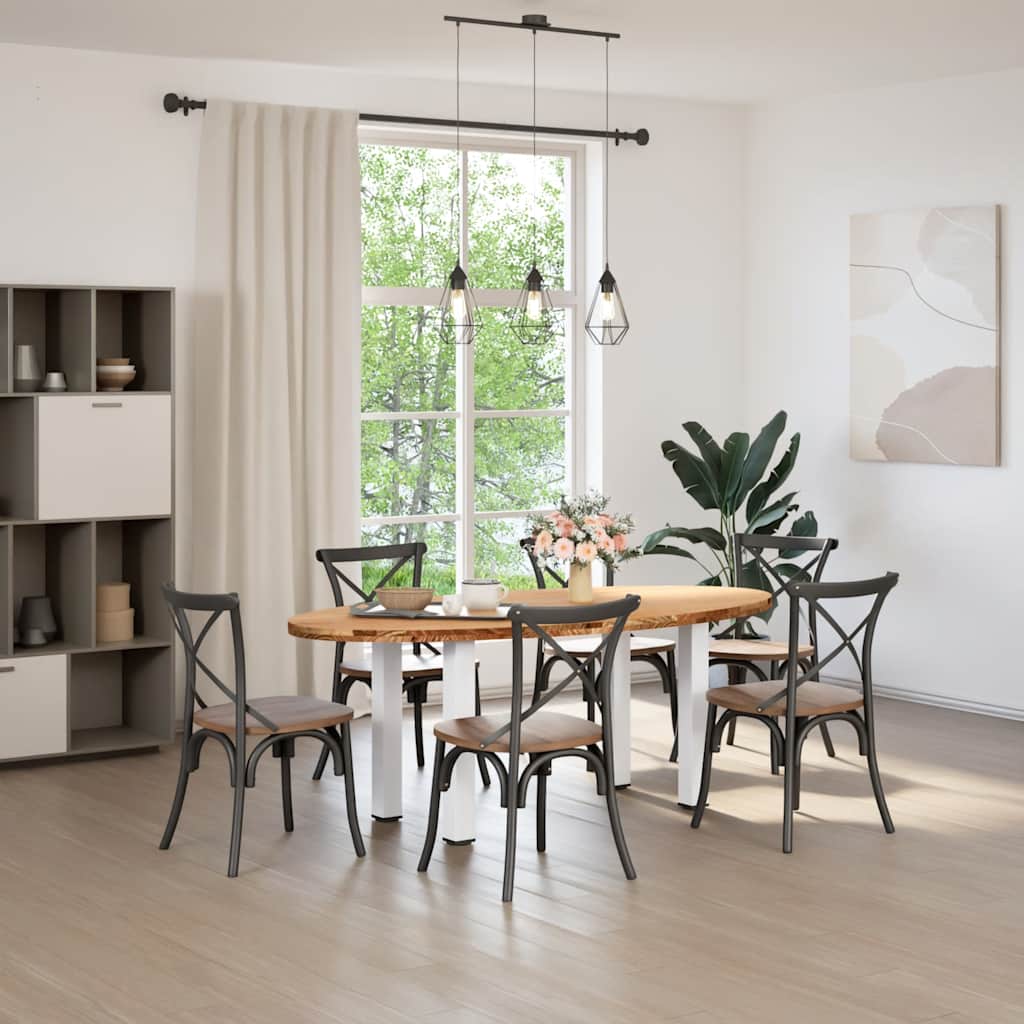 Eettafel 200x100x74 cm ovaal massief eikenhout lichtbruin is nu te koop bij PeponiXL, paradijselijk wonen!