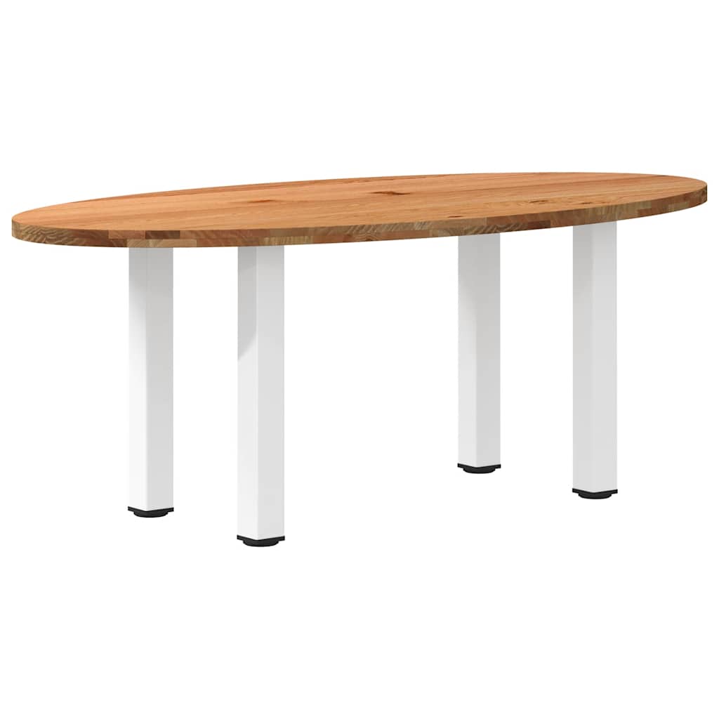 Eettafel 200x100x74 cm ovaal massief eikenhout lichtbruin is nu te koop bij PeponiXL, paradijselijk wonen!