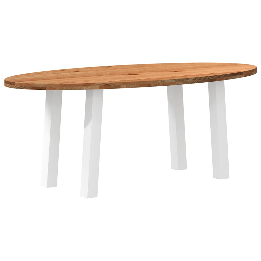 Eettafel 200x100x74 cm ovaal massief eikenhout lichtbruin is nu te koop bij PeponiXL, paradijselijk wonen!