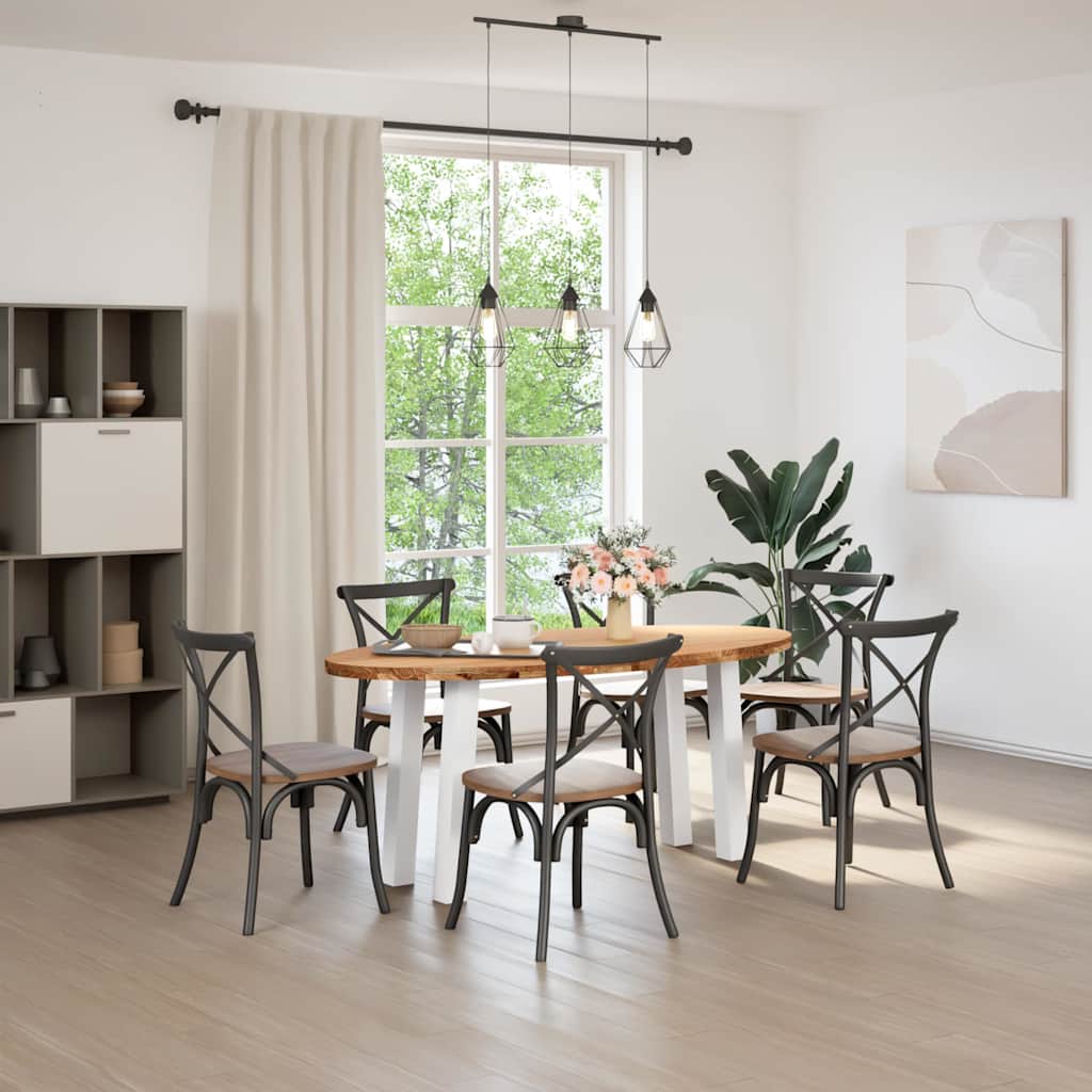 Eettafel 200x100x74 cm ovaal massief eikenhout lichtbruin is nu te koop bij PeponiXL, paradijselijk wonen!