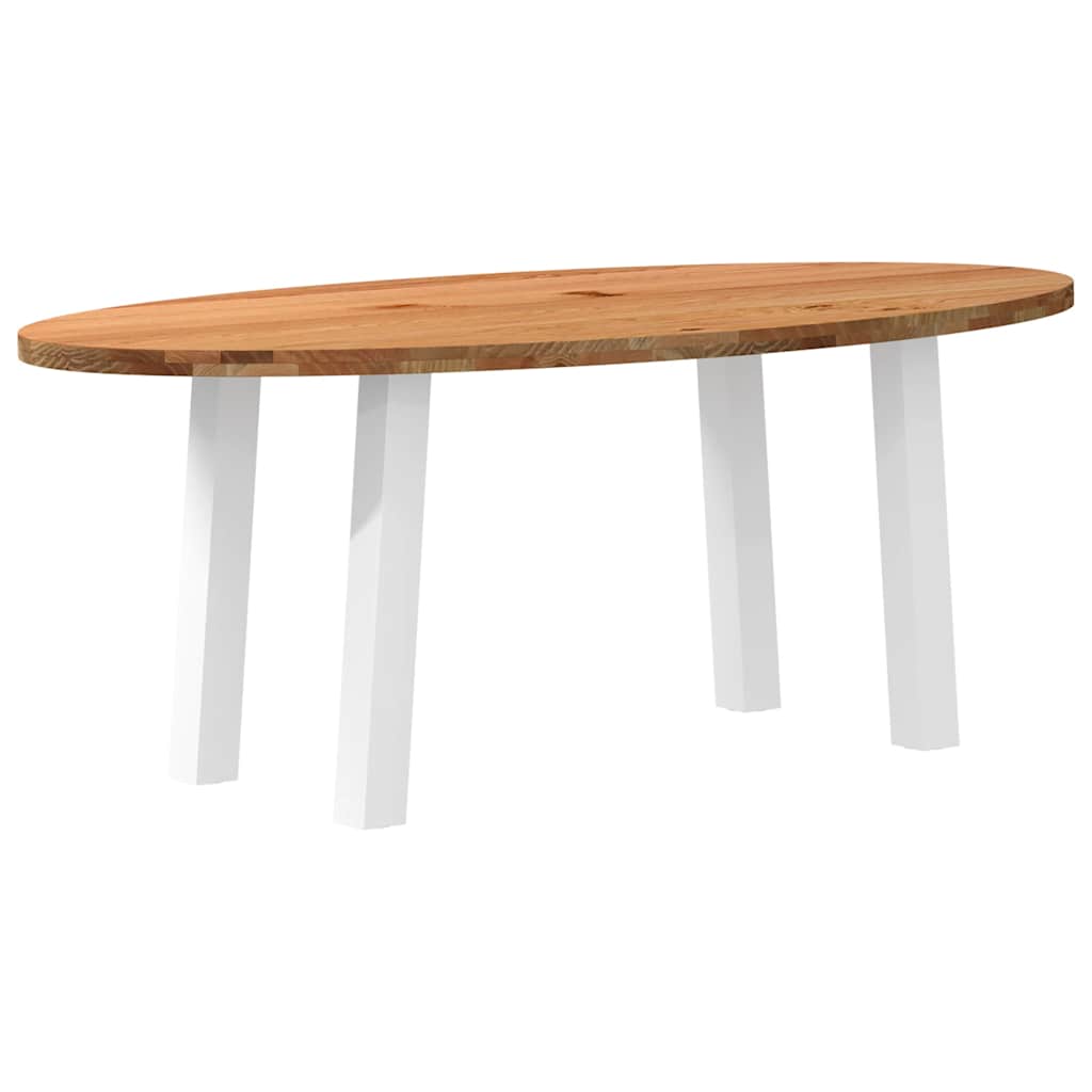 Eettafel 200x100x74 cm ovaal massief eikenhout lichtbruin is nu te koop bij PeponiXL, paradijselijk wonen!