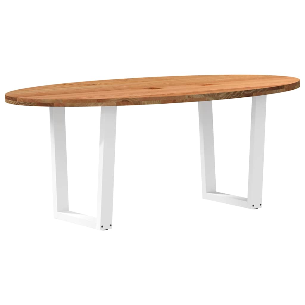 Eettafel 200x100x74 cm ovaal massief eikenhout lichtbruin is nu te koop bij PeponiXL, paradijselijk wonen!