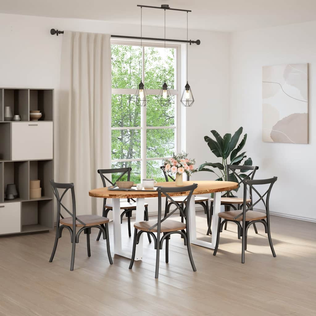 Eettafel 200x100x74 cm ovaal massief eikenhout lichtbruin is nu te koop bij PeponiXL, paradijselijk wonen!