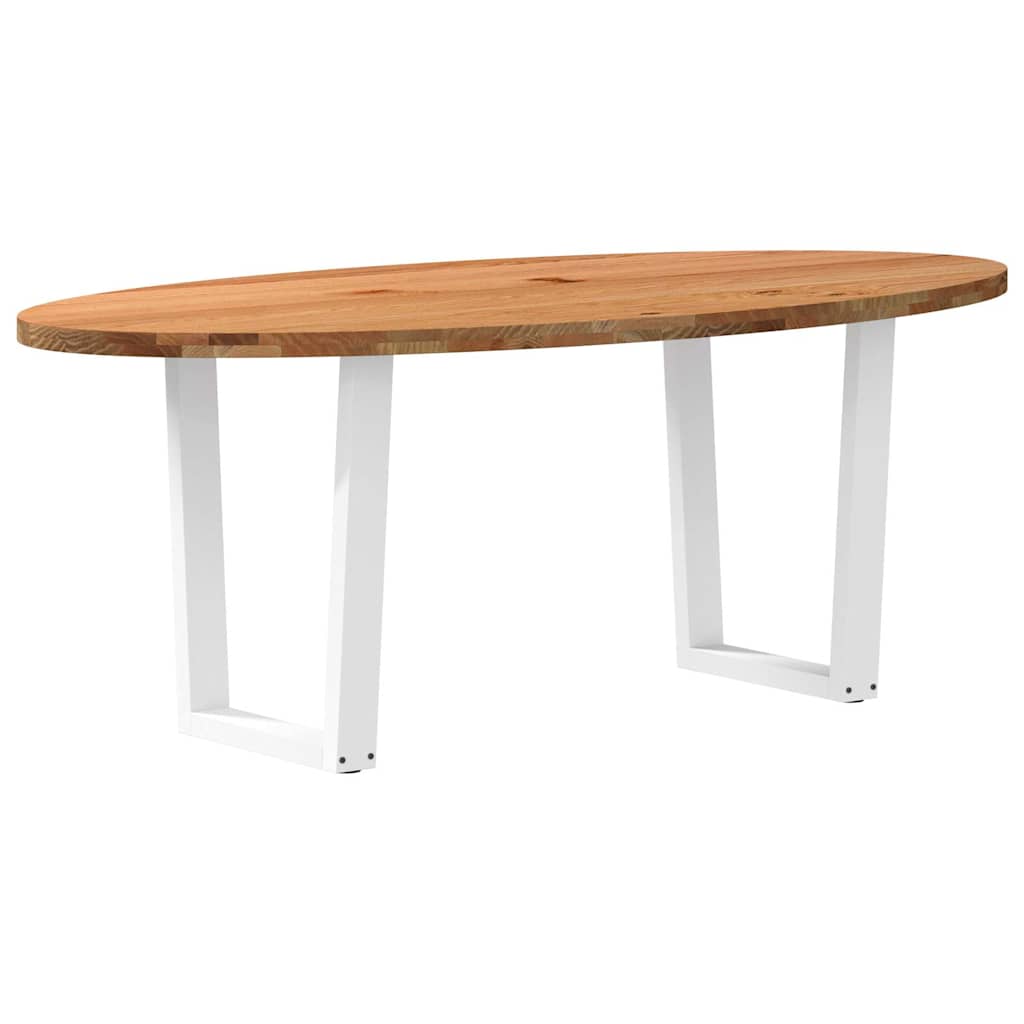 Eettafel 200x100x74 cm ovaal massief eikenhout lichtbruin is nu te koop bij PeponiXL, paradijselijk wonen!