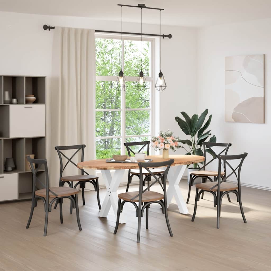 Eettafel 200x100x74 cm ovaal massief eikenhout lichtbruin is nu te koop bij PeponiXL, paradijselijk wonen!