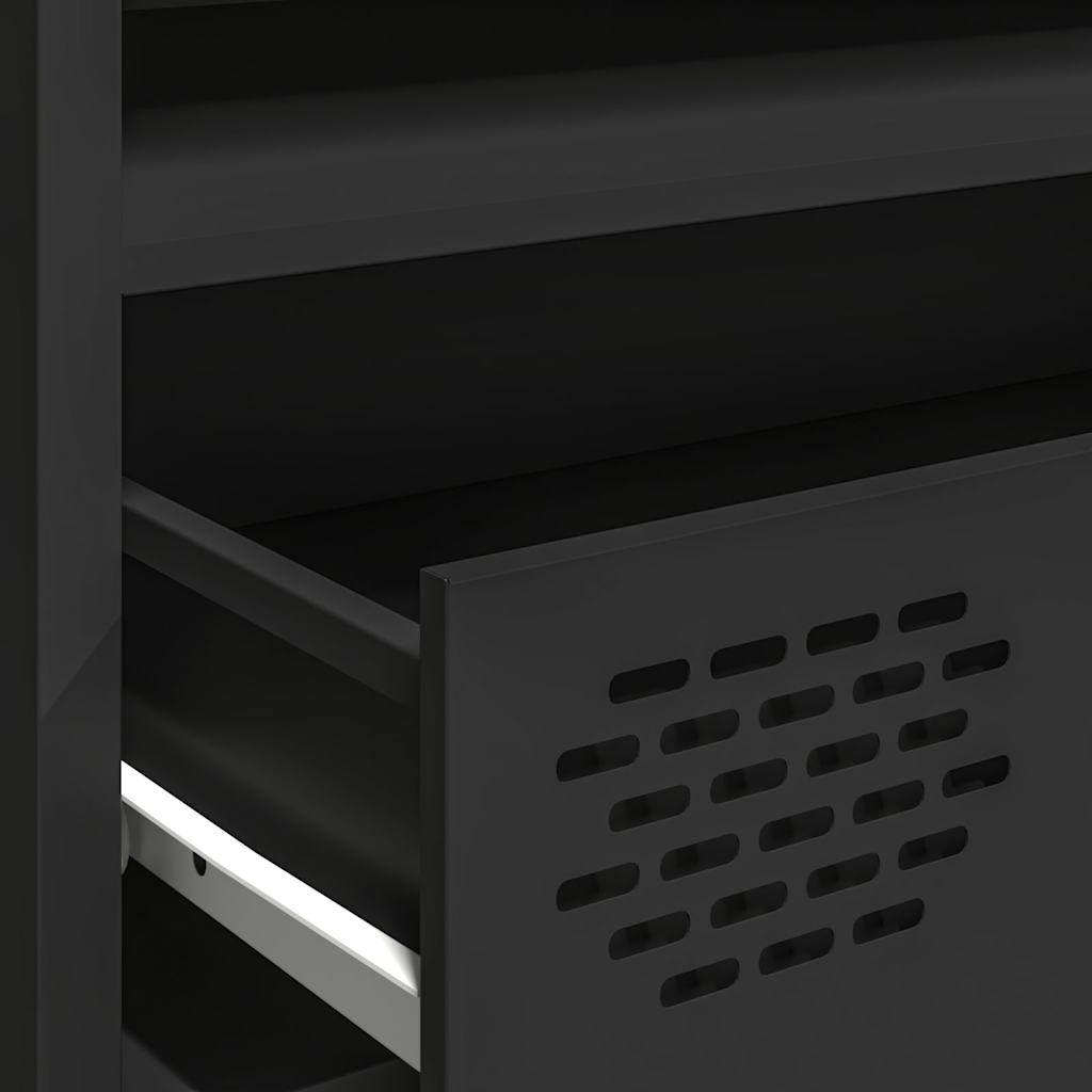 Tv-meubel 202x39x43,5 cm koudgewalst staal zwart is nu te koop bij PeponiXL, paradijselijk wonen!