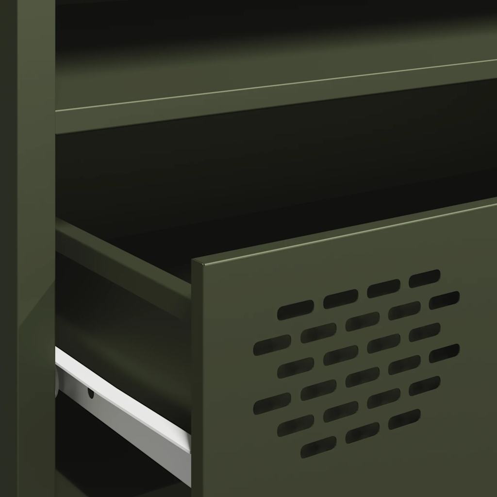 Tv-meubel 202x39x43,5 cm koudgewalst staal olijfgroen is nu te koop bij PeponiXL, paradijselijk wonen!