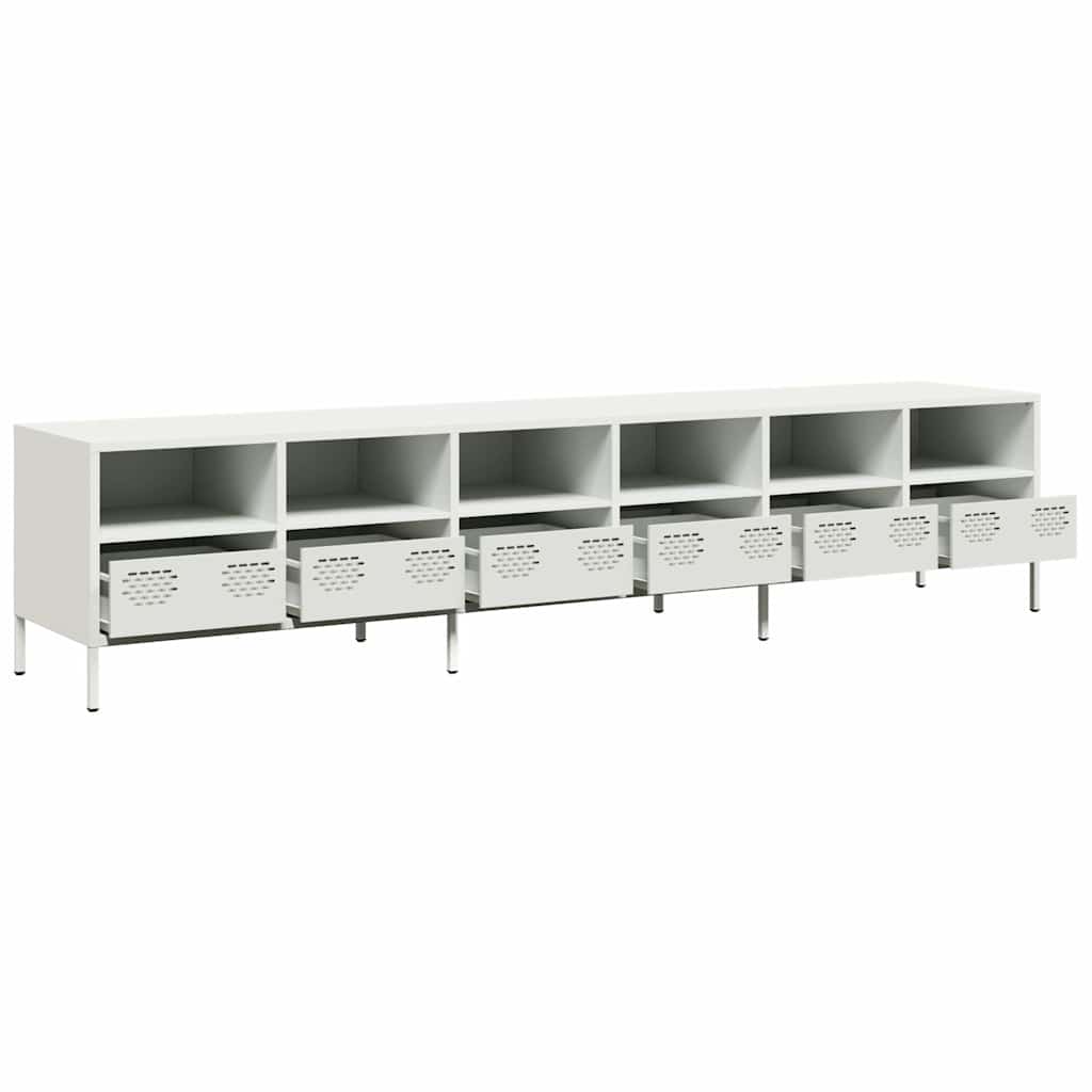 Tv-meubel 202x39x43,5 cm koudgewalst staal wit is nu te koop bij PeponiXL, paradijselijk wonen!
