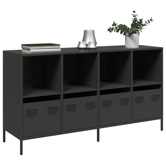 Dressoir 135x39x73,5 cm koudgewalst staal zwart is nu te koop bij PeponiXL, paradijselijk wonen!