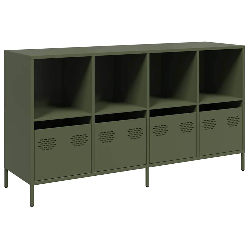 Dressoir 135x39x73,5 cm koudgewalst staal olijfgroen is nu te koop bij PeponiXL, paradijselijk wonen!