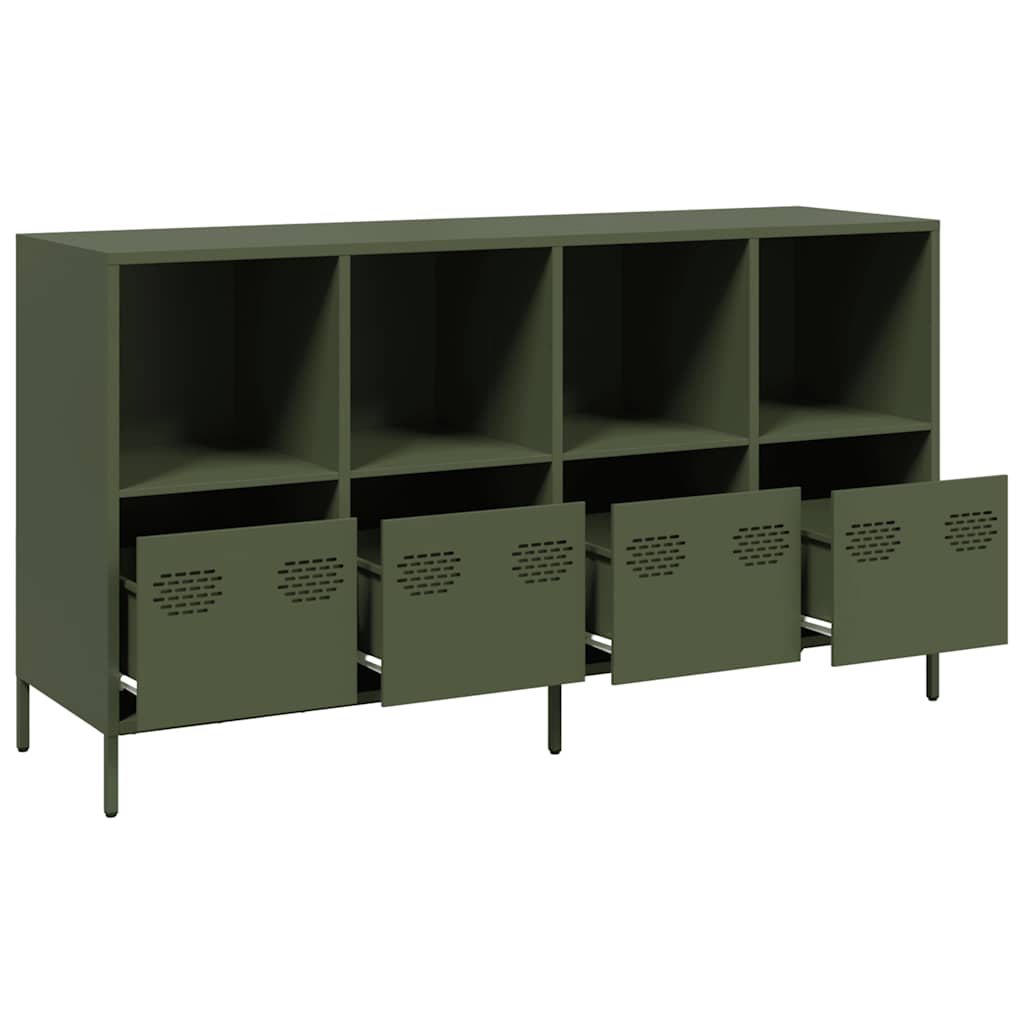 Dressoir 135x39x73,5 cm koudgewalst staal olijfgroen is nu te koop bij PeponiXL, paradijselijk wonen!
