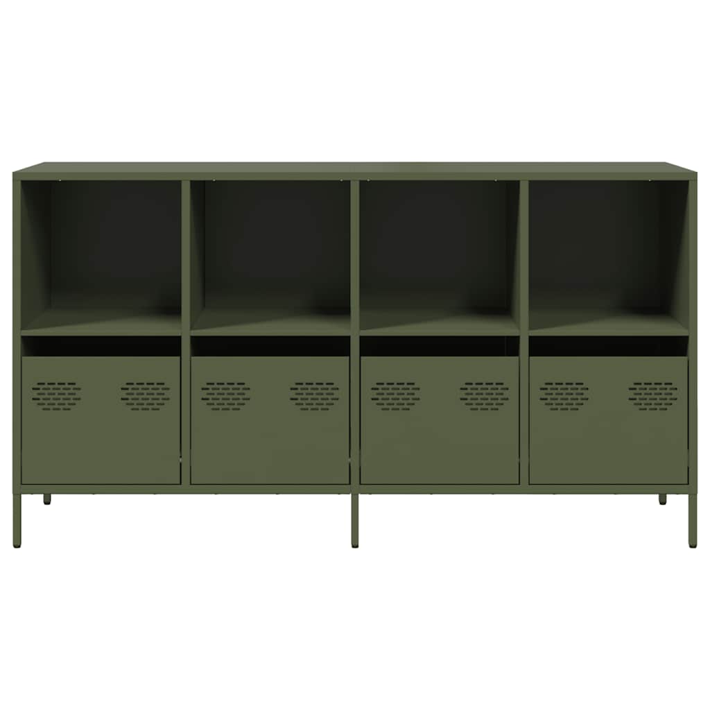 Dressoir 135x39x73,5 cm koudgewalst staal olijfgroen is nu te koop bij PeponiXL, paradijselijk wonen!