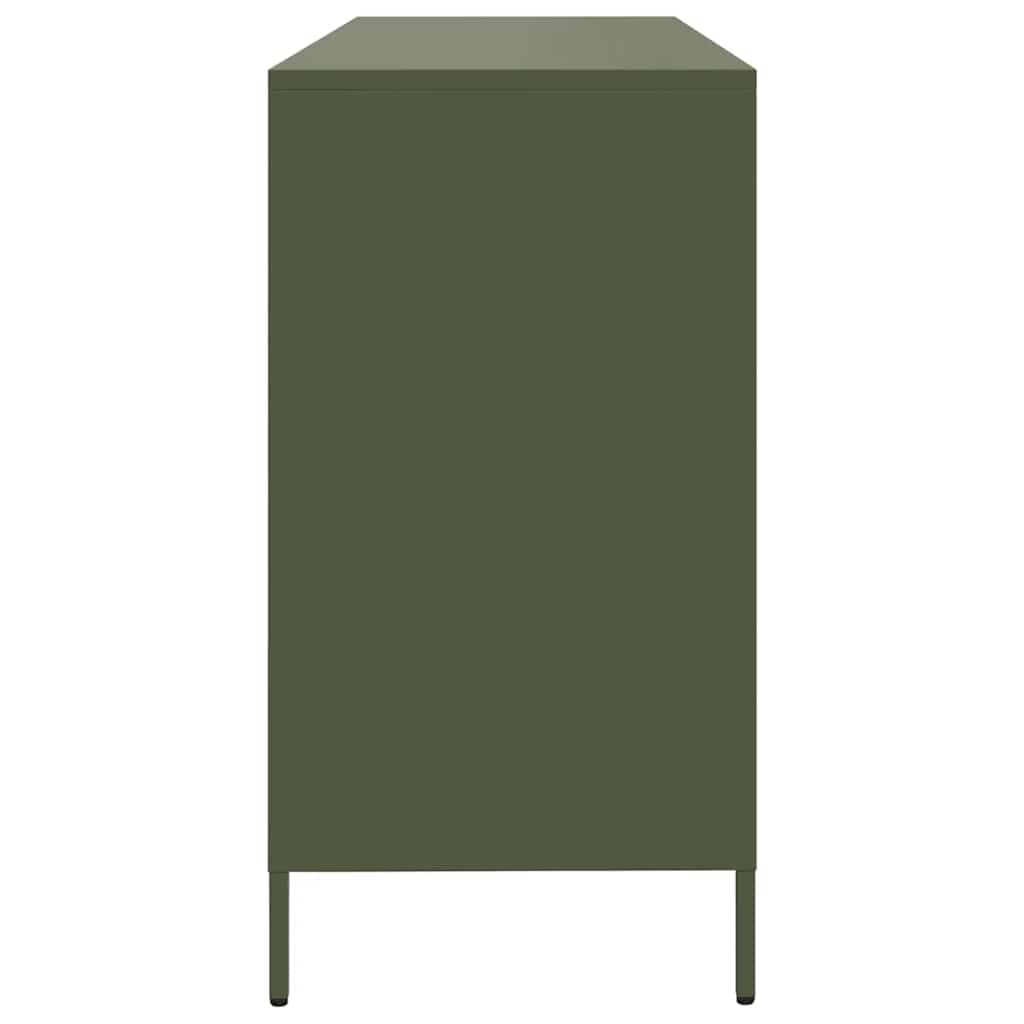 Dressoir 135x39x73,5 cm koudgewalst staal olijfgroen is nu te koop bij PeponiXL, paradijselijk wonen!