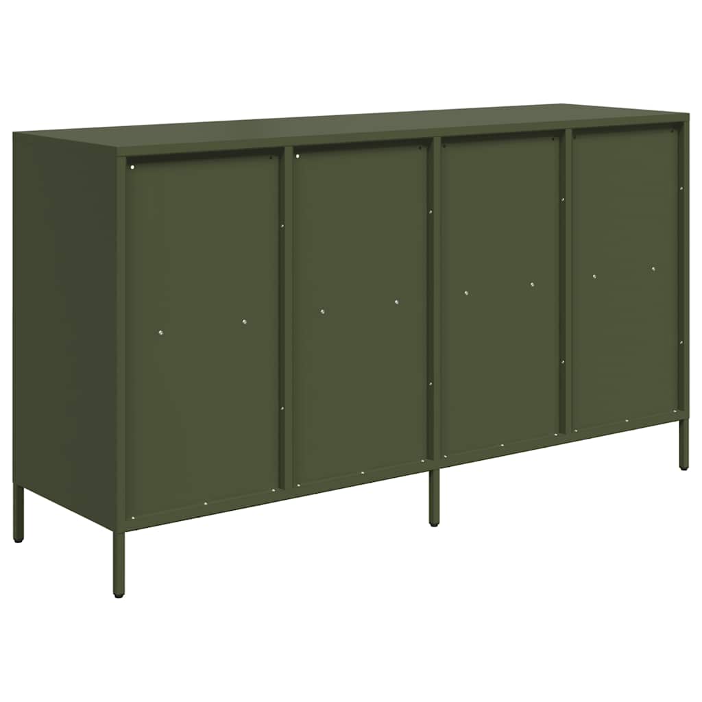 Dressoir 135x39x73,5 cm koudgewalst staal olijfgroen is nu te koop bij PeponiXL, paradijselijk wonen!