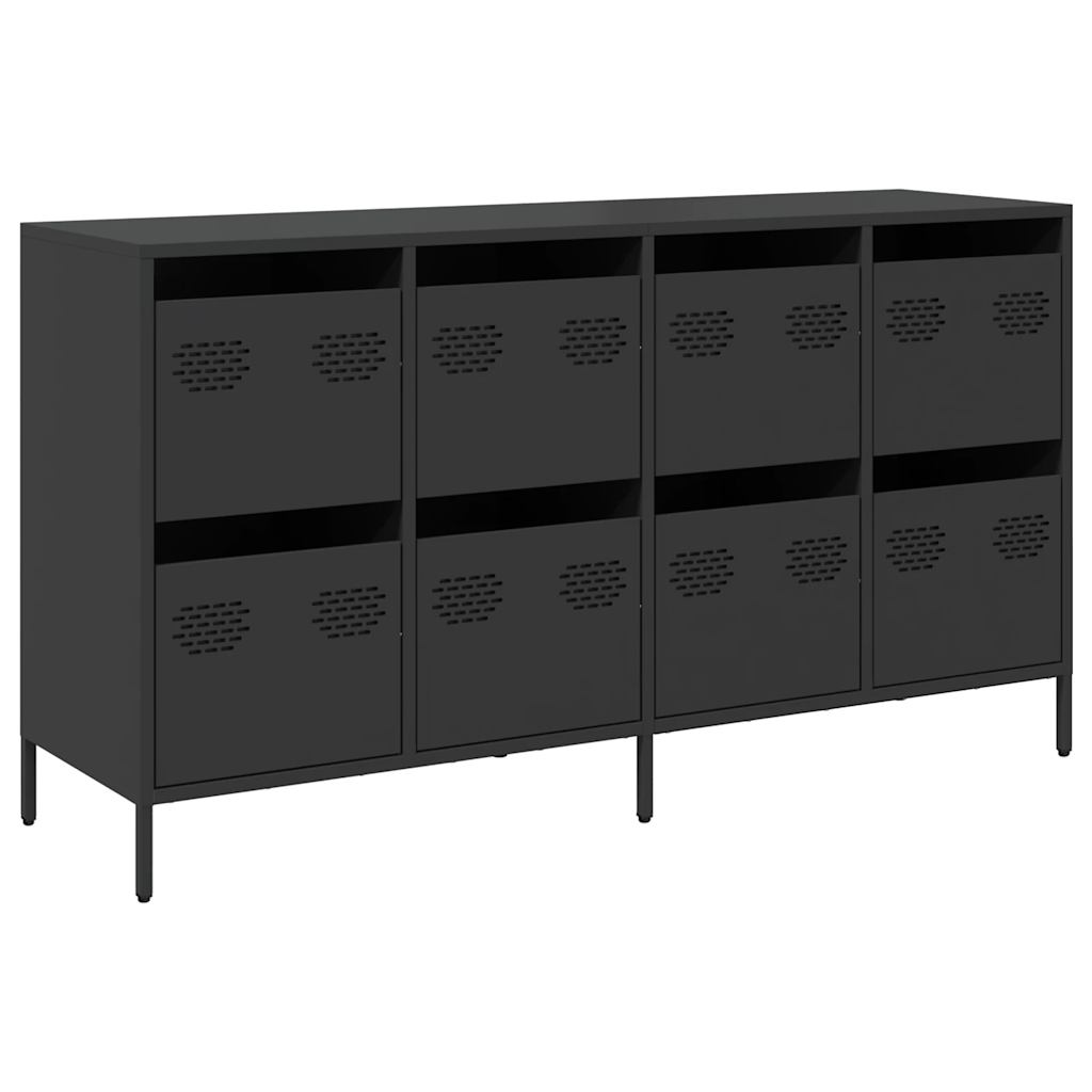 Dressoir 135x39x73,5 cm koudgewalst staal zwart is nu te koop bij PeponiXL, paradijselijk wonen!