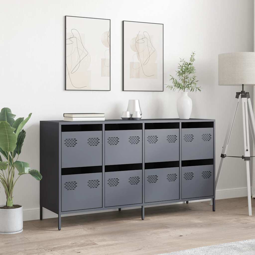 Dressoir 135x39x73,5 cm koudgewalst staal antracietkleurig is nu te koop bij PeponiXL, paradijselijk wonen!